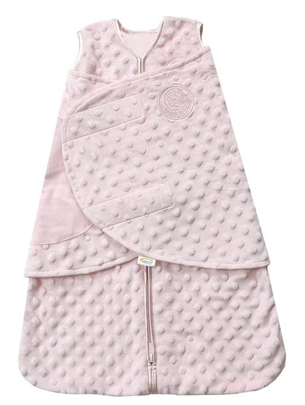 HALO Pink Plush Dot Velboa Sleepsack Swaddle, NB, 3.0 TOG